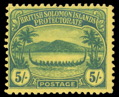 *        8-18 (8-17) 1908-11 ½d-5' Engraved Roviana Canoes^, Small Format, Wmkd MCA, Perf 14, Cplt (11), OG,... - Solomoneilanden (1978-...)