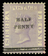 *        32 (38) 1893 ½d On 1½d Lilac Q Victoria^, Wmkd CC, Perf 14, SG Type 3 Local "HALF PENNY"... - Sierra Leone (...-1960)