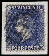 /\       46a (41a) 1882 4d Dull Ultramarine Q Victoria^, Wmkd CA (reversed), Perf 14, A Scarce Shade, A Perfectly... - St.Vincent (...-1979)
