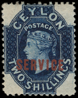 *        O1-7 (O1-7) 1869 1d-2' Q Victoria^ Overprinted "SERVICE" SG Types O1 And O2 In Black Or Red, Cplt (7),... - Ceylon (...-1947)