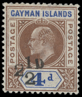 *        20 (35) 1908 2½d On 4d Brown And Blue K Edward VII^ Handstamp Provisional (SG Type 10), Rare As... - Kaaiman Eilanden