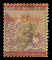 O        20b (27b) 1868 4d On 6d Deep Lilac Hope, Wmkd CC, Perf 14, VARIETY - "Fonr"^ For "Four", Well Centered,... - Kaap De Goede Hoop (1853-1904)