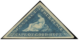 *        13 (19) 1864 4d Deep Blue Cape Triangle^, Wmkd Anchor, Scarce De La Rue Printing, Imperf, Large Margins,... - Kaap De Goede Hoop (1853-1904)