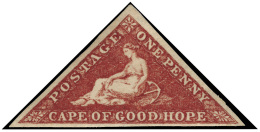 *        12 (18) 1864 1d Deep Carmine-red Cape Triangle^, Wmkd Anchor, De La Rue Printing, Imperf, Full Margins,... - Kaap De Goede Hoop (1853-1904)