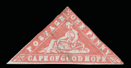 O        7a (13a) 1861 1d Carmine Wood-block^ On Laid Paper, Imperf, Full Margin (at Bottom) To Close, Lightly... - Kaap De Goede Hoop (1853-1904)