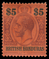 *        75-84 (101-10) 1913-21 1¢-$5 K George V, Wmkd MCA, Perf 14, Cplt (10), OG, VLH, VF Scott Retail... - Honduras