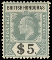 *        62-71 (84a-93) 1904-07 1¢-$5 K Edward VII^, Wmkd MCA, Perf 14, Cplt (9), OG, VLH, F-VF Scott Retail... - Honduras