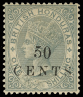 *        25 (30) 1888 50¢ On 1' Grey Q Victoria^ Surcharged SG Type 2, Locally Surcharged, Wmkd CA, Only 600... - Honduras