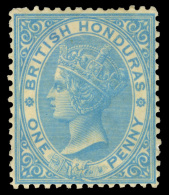 *        1b (2) 1865 1d Blue Q Victoria^, Unwmkd, Perf 14, A Magnificent Perfectly Centered Example -- The Vast... - Honduras