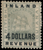 *        127A (188a) 1888 $4 Green Seal Of The Colony^ Overprinted "INLAND REVENUE" And Surcharged With Large "4"... - Brits-Guiana (...-1966)