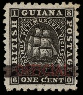 *        89 (138) 1878 1¢ Black Seal Of The Colony Overprinted "OFFICIAL"^ In Red, Provisional With One... - Brits-Guiana (...-1966)