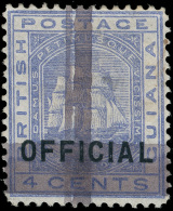 *        85 (144) 1878 (1¢) On 4¢ Blue Seal Of The Colony Overprinted "OFFICIAL"^, Provisional With Two... - Brits-Guiana (...-1966)