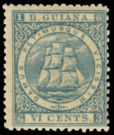 *        64 (69) 1865 6¢ Blue Seal Of Colony^ On Medium Paper, Perf 12½-13, OG, VLH, F-VF Scott Retail... - Brits-Guiana (...-1966)