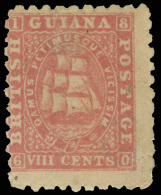 *        53c (96a) 1866 8¢ Carmine Seal Of The Colony^, Unwmkd, Perf 10, OG, VLH, F-VF Scott Retail... - Brits-Guiana (...-1966)