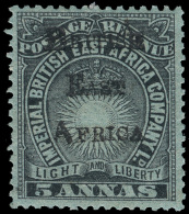 *        45 (40) 1895 5a Black On Grey-blue Sun And Crown^ Handstamped "British East Africa" SG Type 6, OG,LH, F-VF... - Brits Oost-Afrika