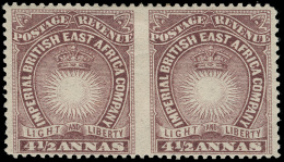 *        20c (11ac) 1893 4½a Brown-purple Sun And Crown^, VARIETY - Imperf Between (horizontal Pair), Only... - Brits Oost-Afrika