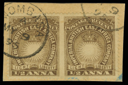 /\       14c (4bb) 1893 ½a Deep Brown Sun And Crown^, VARIETY - Imperf Between Horizontal Pair, Tied By... - Brits Oost-Afrika