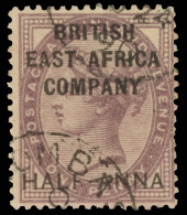 O        1 (1) 1890 ½a On 1d Deep Purple Q Victoria^ Of Great Britain, Surcharged And Overprinted "BRITISH... - Brits Oost-Afrika
