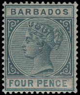 **       64 (97) 1882 4d Grey Q Victoria^, Scarce And Undercatalogued Mint, Especially OG,VLH, F-VF …Net Est... - Barbados (...-1966)