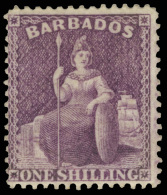*        56a (82) 1877 1' Violet (aniline) Britannia^, Wmkd CC (sideways), Perf 14, A Great Rarity, Seldom Offered,... - Barbados (...-1966)