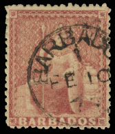 O        40 (59) 1873 (4d) Dull Rose-red Britannia^, Wmkd Large Star, Clean-cut Perf 14½ To 15½,... - Barbados (...-1966)