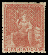 *        17d (27) 1868 (4d) Lake-rose Britannia^, Unwmkd, Rough Perf 14 To 16, Exceptional Quality For This... - Barbados (...-1966)