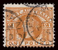 O        88a (128a) 1909 £1 Orange Q Victoria^, Wmkd V Over Crown (sideways), Perf 12½, Light Cds,... - Gebruikt