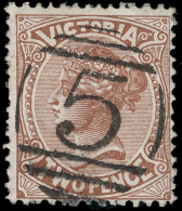 O        142 Var (203a) 1880 2d Sepia Q Victoria^, Wmkd V Over Crown, VARIETY - Mixed Perf 13 And 12, Scarce,... - Gebruikt