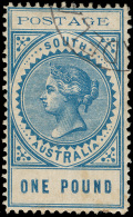 O        131 (279) 1902 £1 Blue Q Victoria^, Thin "POSTAGE" (SG Type 25), Wmkd Crown SA, Perf... - Gebruikt