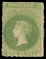 *        10b (14) 1859 1d Light Yellow Green Q Victoria^, Wmkd Large Star, Rouletted, Unused, F-VF Scott Retail... - Gebruikt