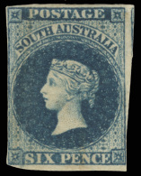 *        3 (3) 1855 6d Deep Blue Q Victoria^, London Ptg, Wmkd Large Star, Imperf, Large To Close Margins, Unused,... - Gebruikt