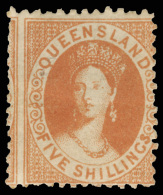 *        54a (124) 1880 5' Yellow-ochre Q Victoria^, Wmkd Crown And Q (SG Type W 6), Perf 12, OG, HR, Fine Scott... - Gebruikt