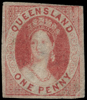 *        1 (1) 1860 1d Carmine-rose Q Victoria^, Wmkd Large Star, Imperf, Four Margins (touching At Top-right),... - Gebruikt