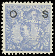 O        O33 (O50) 1890 20' Ultramarine Lord Carrington^ With "O S" Overprint, Wmkd 20' NSW In Circle, Perf 10,... - Gebruikt