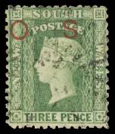 O        O3 (O4) 1879 3d Dull Green Q Victoria^ Overprinted "O S" In Red, Wmkd Crown Over NSW, Perf 13, Very Scarce... - Gebruikt