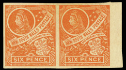 *        106b (305a) 1899 6d Deep Orange Q Victoria^, Wmkd Crown Over NSW, VARIETY - Imperf Pair, With Right... - Gebruikt