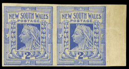 *        103a (302a) 1899 2d Cobalt-blue Q Victoria^, Wmkd Crown Over NSW, VARIETY - Imperf Pair, With Right... - Gebruikt