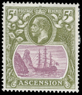 *        16 Var (15da) 1927 5d Purple And Olive-green K George V^ Badge Of St. Helena, Wmkd Script CA, Perf 14,... - Ascension