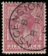 O        A55 Var (Z47) 1913 6d Purple K George V Of Great Britain^, Wmkd Royal Cypher, Perf 15x14, Lightly Canceled... - Ascension