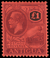 **       64 (61) 1922 £1 Purple And Black On Red St John's Harbor^, Wmkd MCA, Perf 14, Rich Color, Perfectly... - Aitutaki