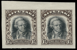 P        30 Var (26 Var) 1920 1½d Black And Sepia Capt. Cook^ Landing, Unwmkd, Imperf Pair, Large Margins,... - Aitutaki