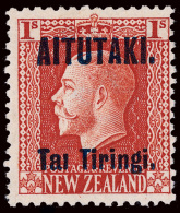 *        18c (14ab) 1917 1' Orange K George V Of New Zealand^ Overprinted, ERROR - "Tai" Without Dot On "i", A... - Aitutaki