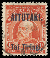 O        13 (12) 1913-16 1' Vermilion K Edward VII^ Overprinted SG Type 1 And 7, Perf 14x14½, Light Cds,... - Aitutaki