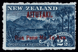 *        9a (3a) 1903 2½d Deep Blue Lake Wakapitu Of New Zealand^ Overprinted In Red With VARIETY - "Ava"... - Aitutaki