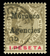 O        25 (22) 1905 1pe Black And Carmine K Edward VII^ Of Gibraltar Overprinted "Morocco Agencies" (SG Type 2),... - Marokko (kantoren)