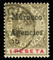 O        25 (22) 1905 1pe Black And Carmine K Edward VII^ Of Gibraltar Overprinted "Morocco Agencies" (SG Type 2),... - Deutsche Post In Marokko