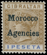 *        11 (7c) 1898 1pe Bistre And Ultramarine Q Victoria^ With Dark Blue "MOROCCO AGENCIES" Overprint, A Most... - Deutsche Post In Marokko