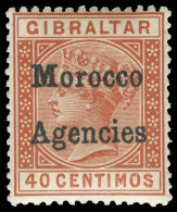 *        9 (5c) 1898 40c Orange-brown Q Victoria Of Gibraltar Overprinted "Morocco Agencies" In BLUE-BLACK^, A Rare... - Deutsche Post In Marokko