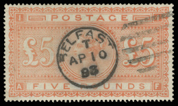 O        93 (137) 1882 £5 Orange Q Victoria^ (Plate 1) On White Paper, Wmkd Large Anchor, Perf 14, A... - Sonstige & Ohne Zuordnung