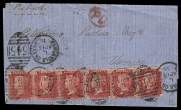 [x]      33 (43) 1864 1d Rose-red Q Victoria^, Wmkd Large Crown, Plate 140, Two Horizontal Strips Of Three Forming... - Sonstige & Ohne Zuordnung